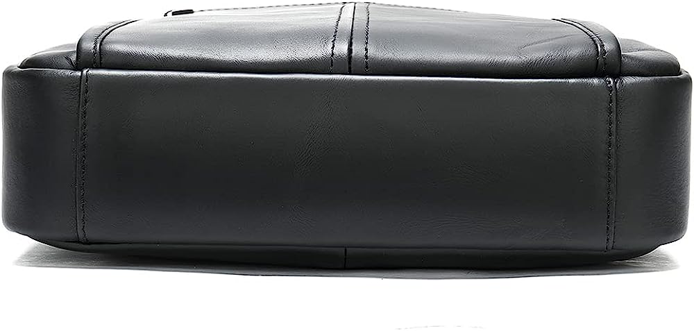 ND Genuine Leather Shoulder Messenger Bag for Men Adjustable Shoulders Sling Crossbody Bags for Travel Work Business Handbag (Black) - Image 3